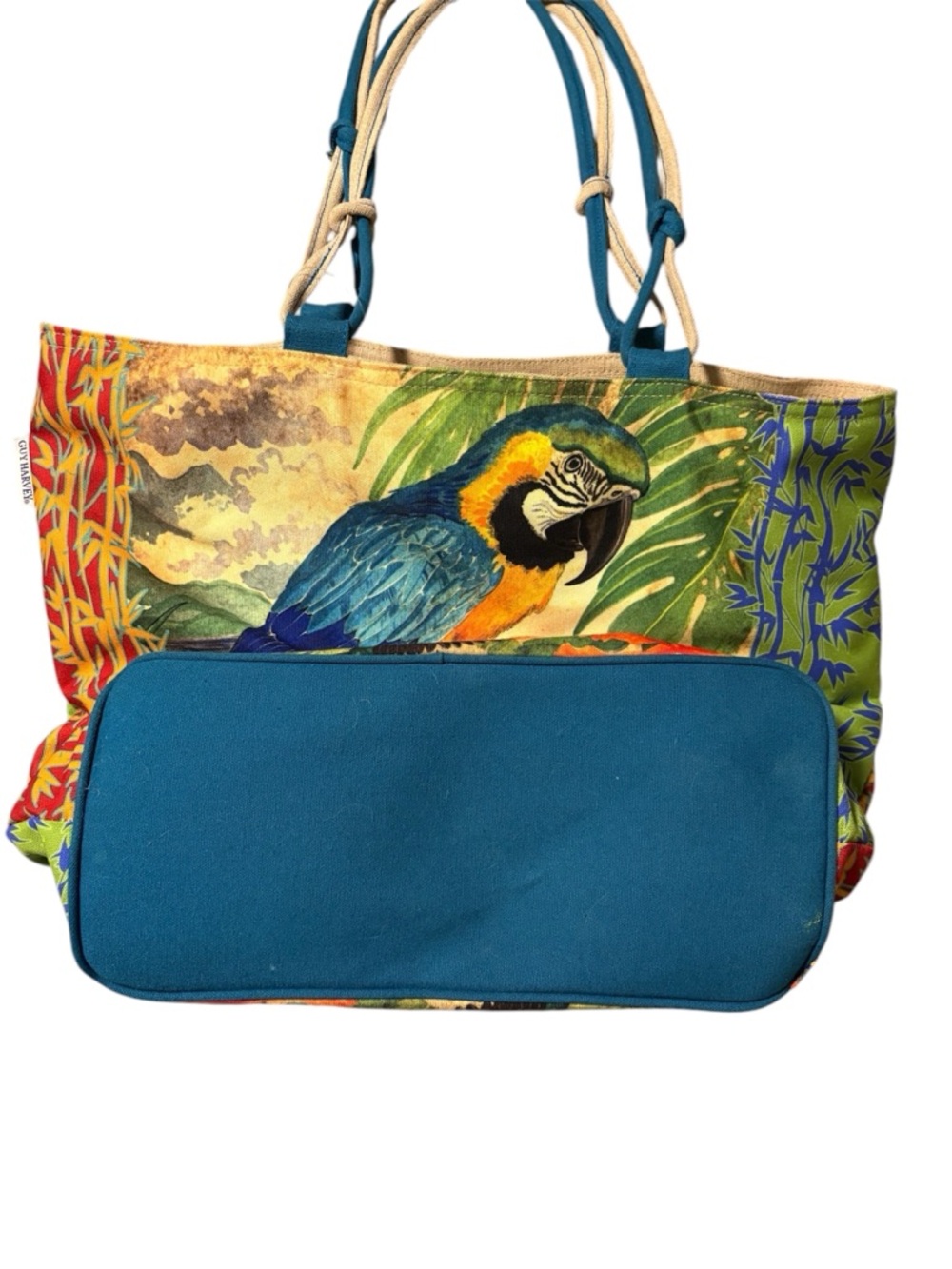 Guy Harvey Tropical Parrot Palace Macaw Tote Bag - Picture 2 of 4